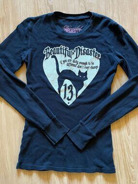 Beautiful Disaster Black Cat 13 emo goth alt girl grunge Size S